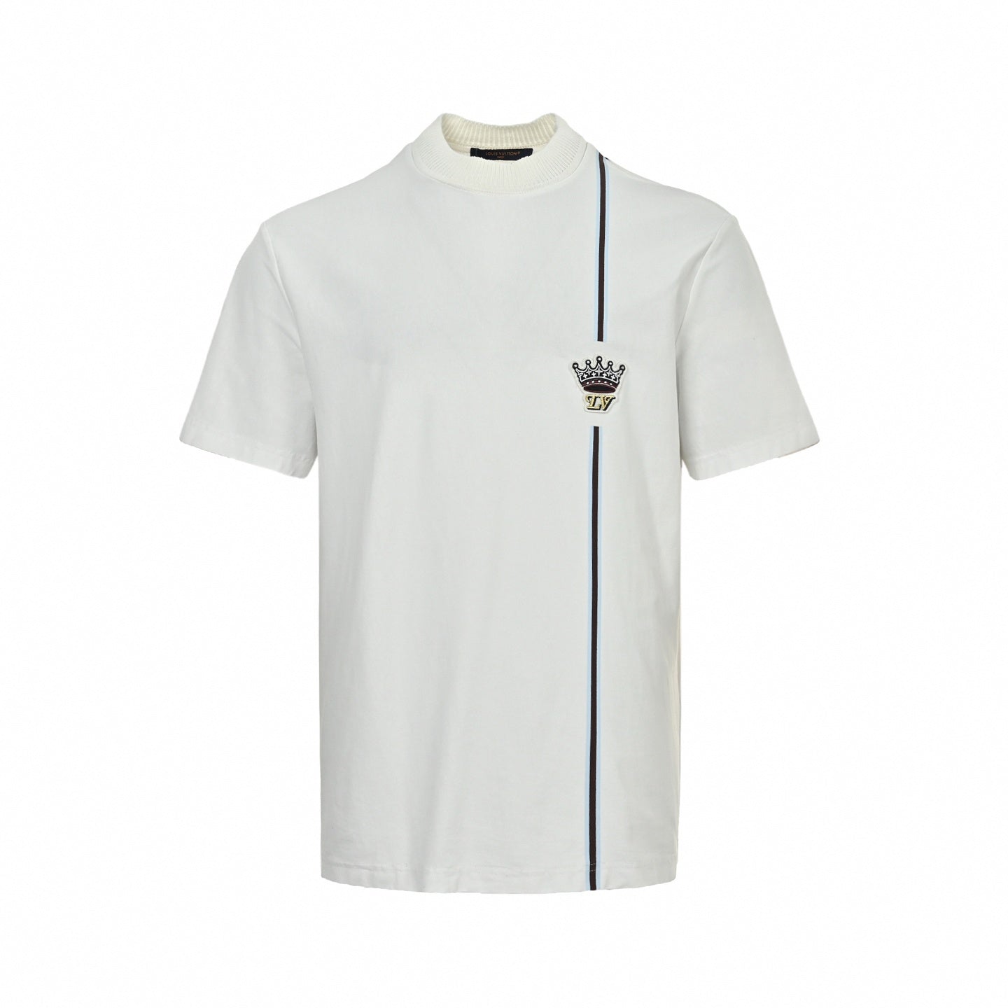Embroidered Crown & Stripe T-Shirt | White