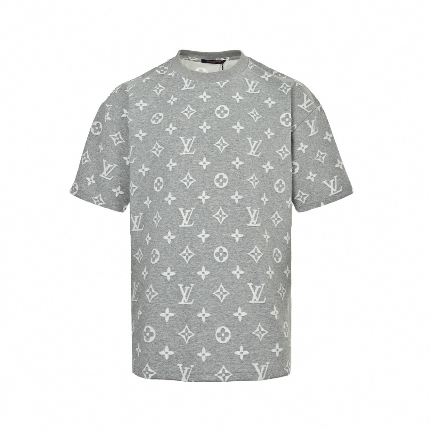 Textured Monogram T-Shirt | Grey & White