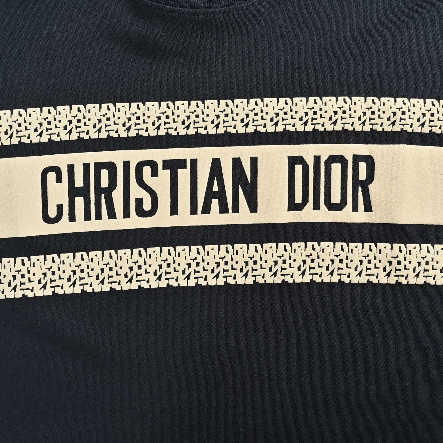 Logo Stripe Cotton Tee | Black