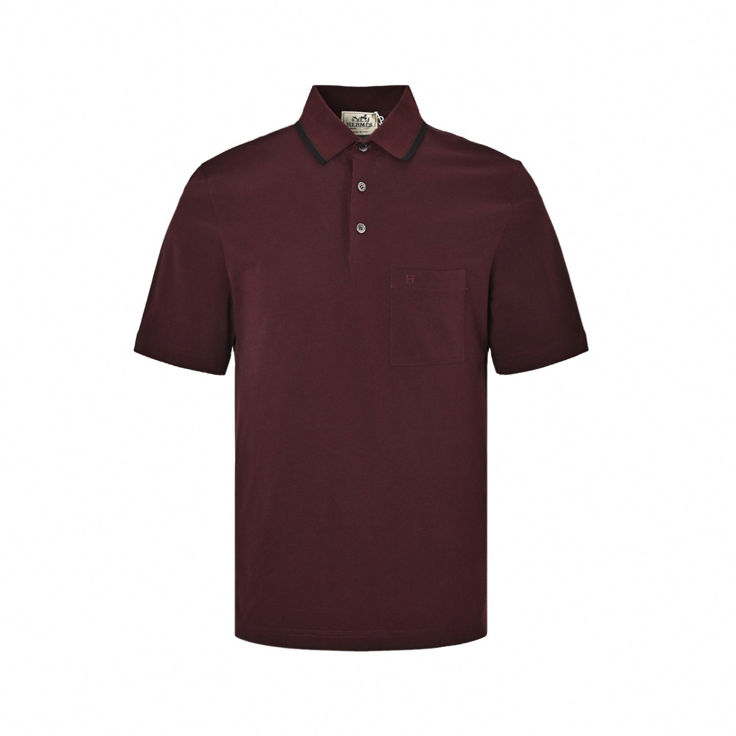 Tipped Collar Pocket Polo | Burgundy