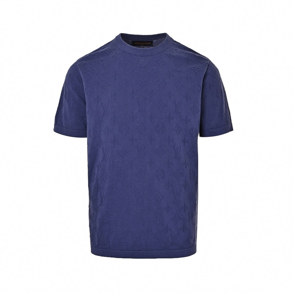 Textured Monogram Knit T-Shirt | Navy Blue