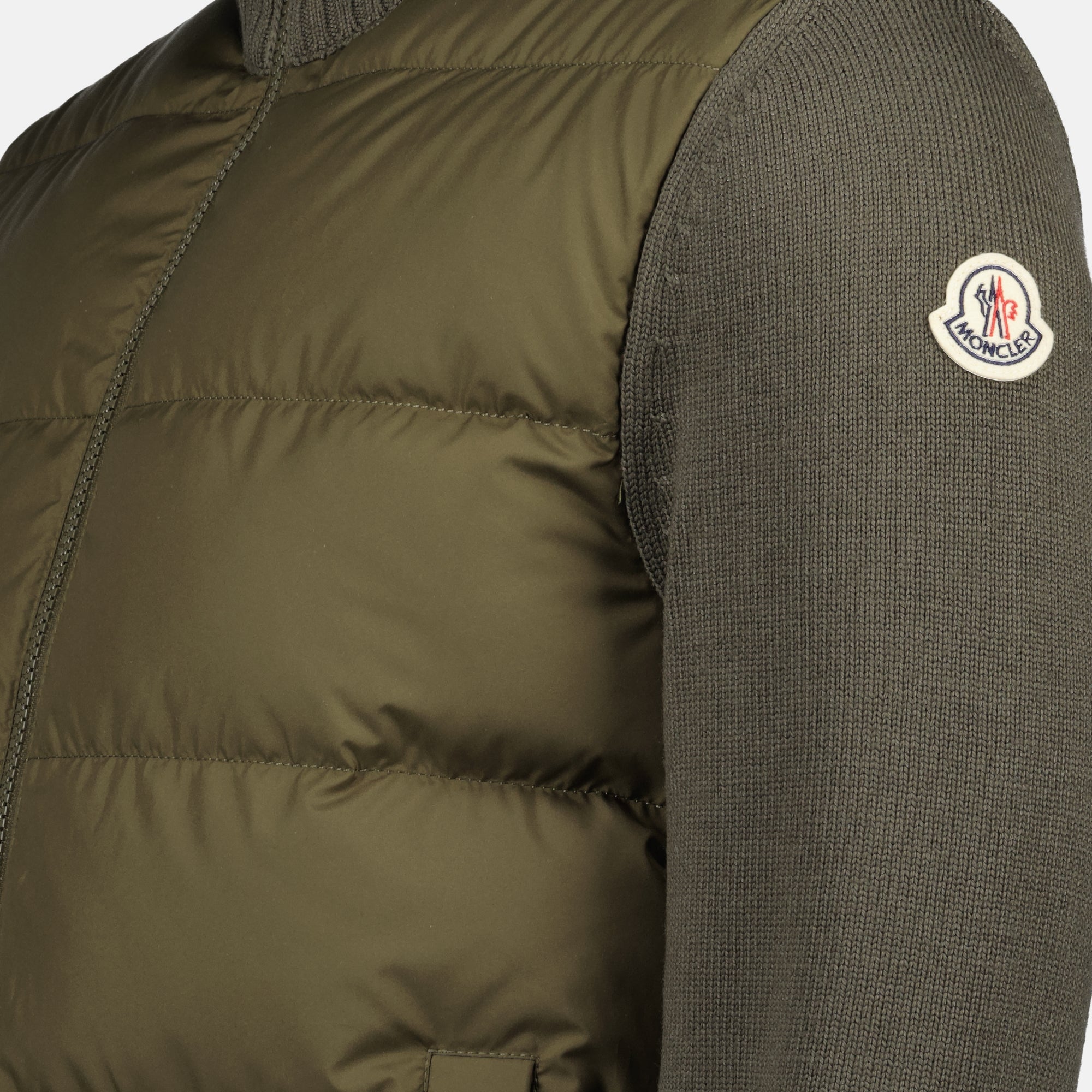Zipped Khaki Wool Cardigan