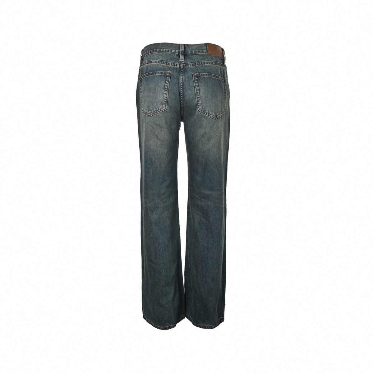 Horsebit Detail Jeans - Washed Blue