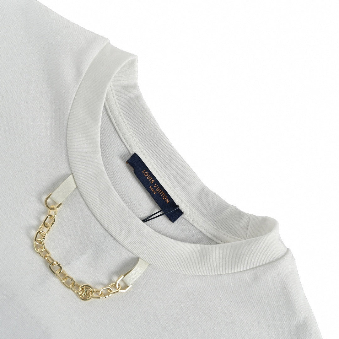 Monogram Pocket Chain T-Shirt | White