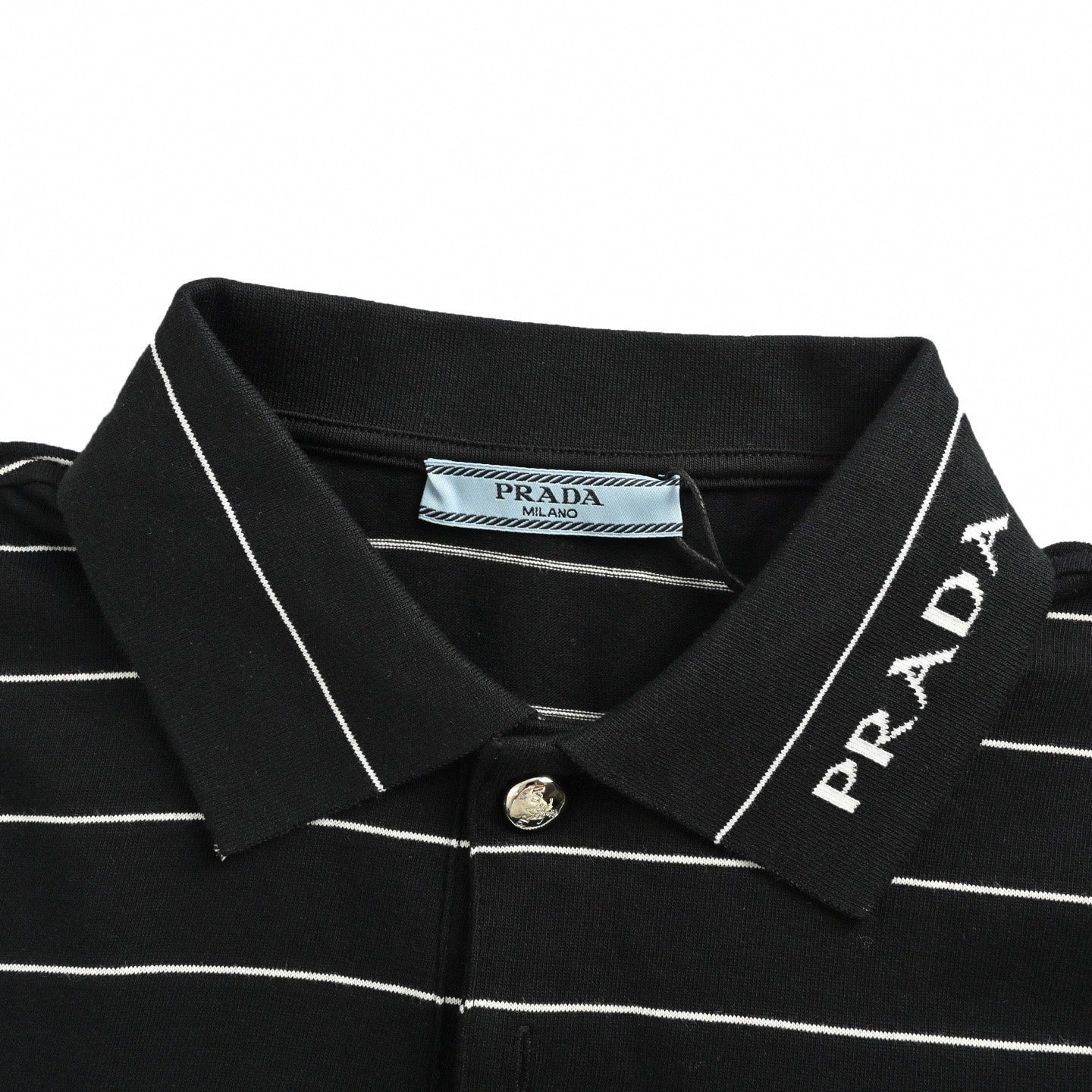 Striped Triangle Logo Polo Shirt | Black & White