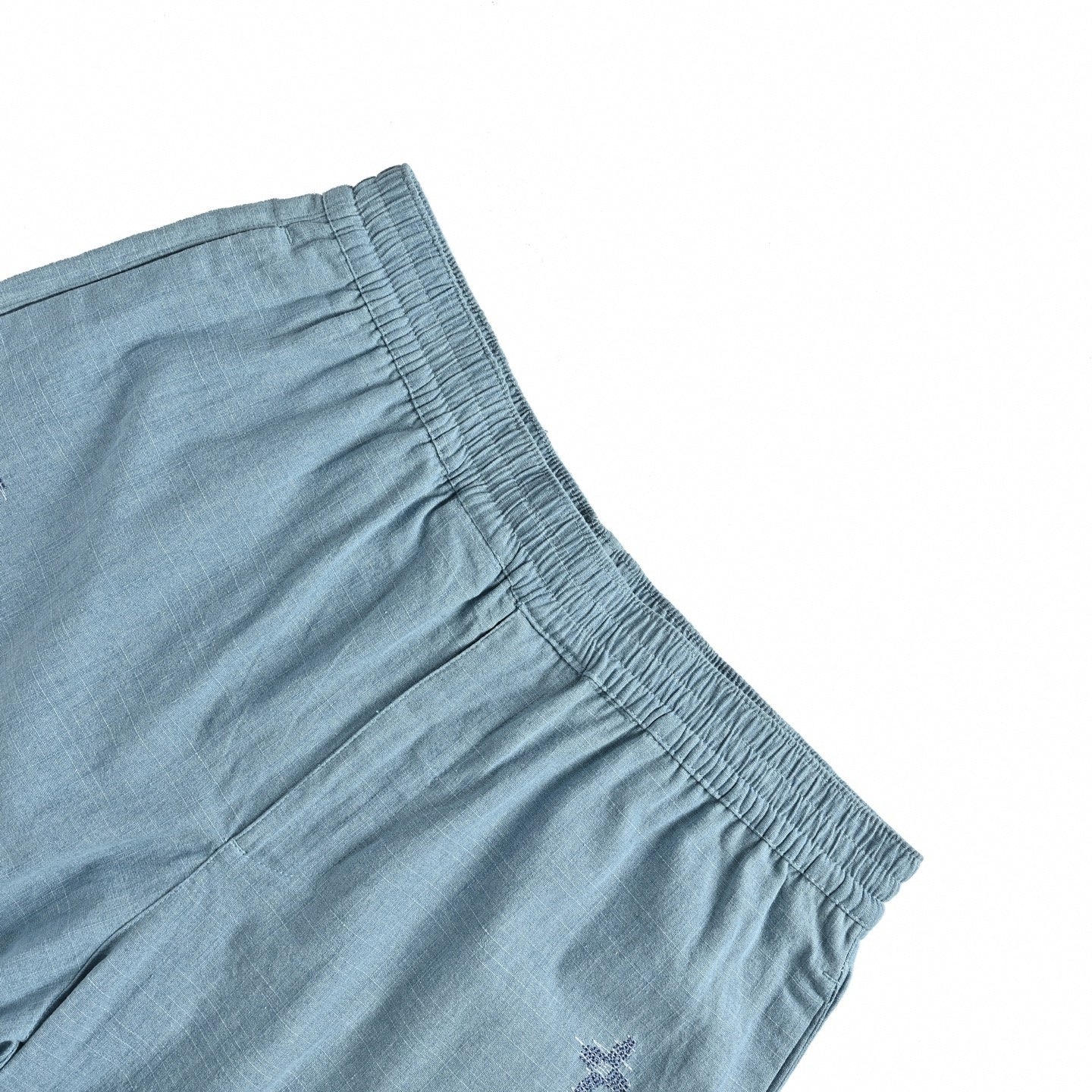 Sketched Embroidery Shorts - Light Blue