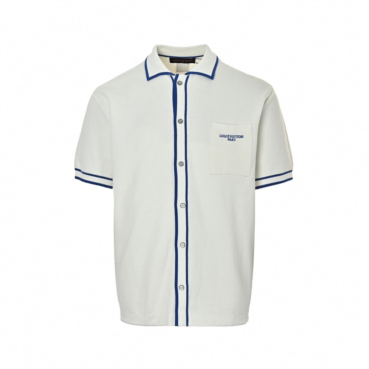 Contrast Trim Knit Shirt - White