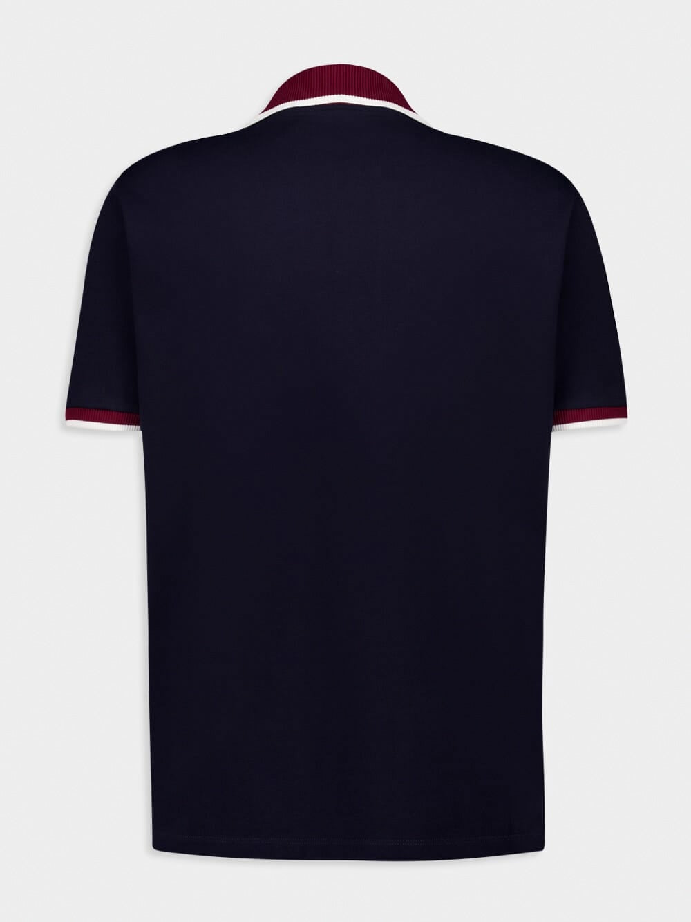 Contrast-Trim Johnny Collar Polo | Navy Blue