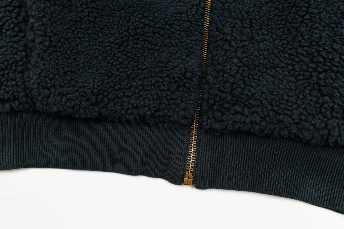 Monogram Cuff Textured Fleece Jacket | Black