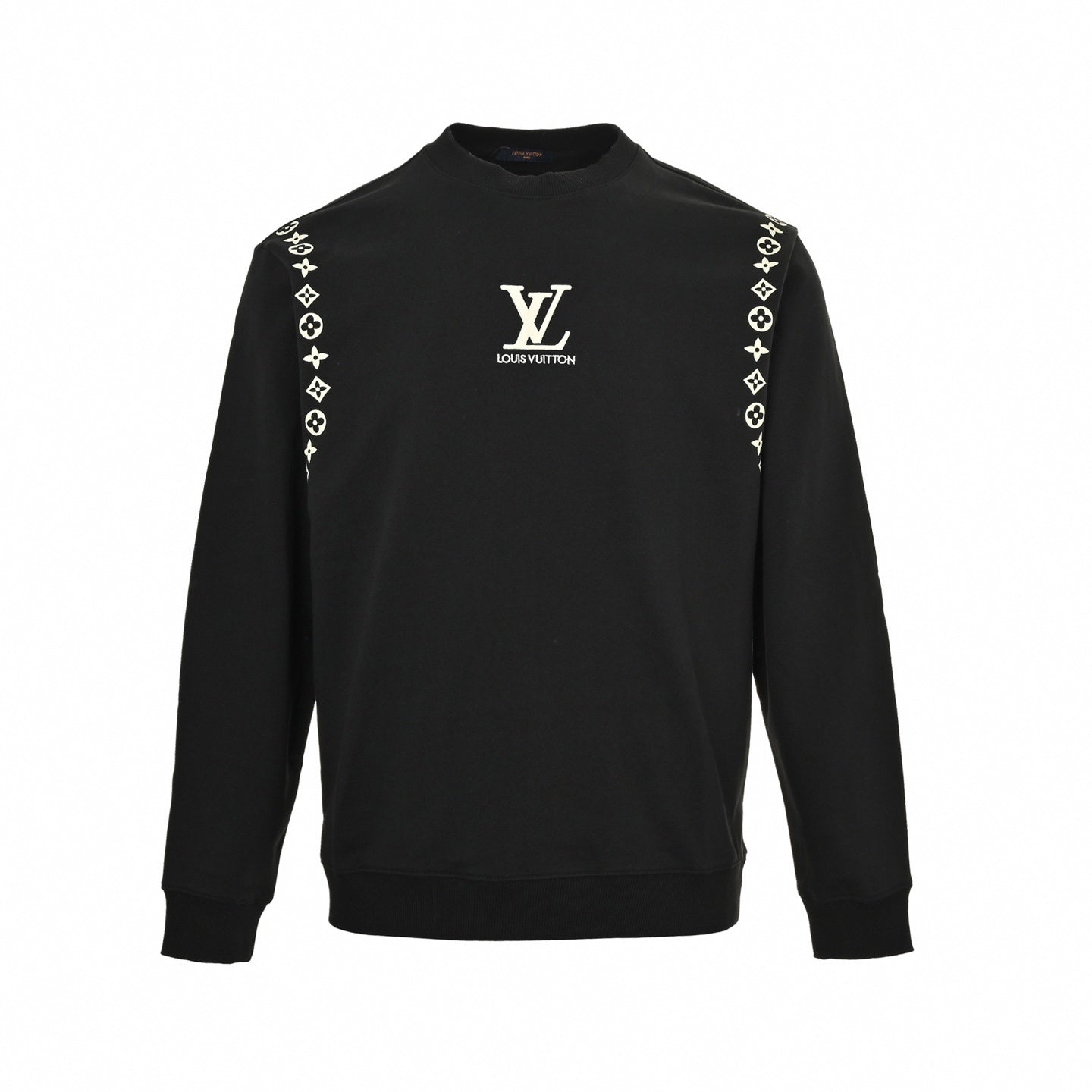 Embroidered Monogram Sleeve Sweatshirt | Black