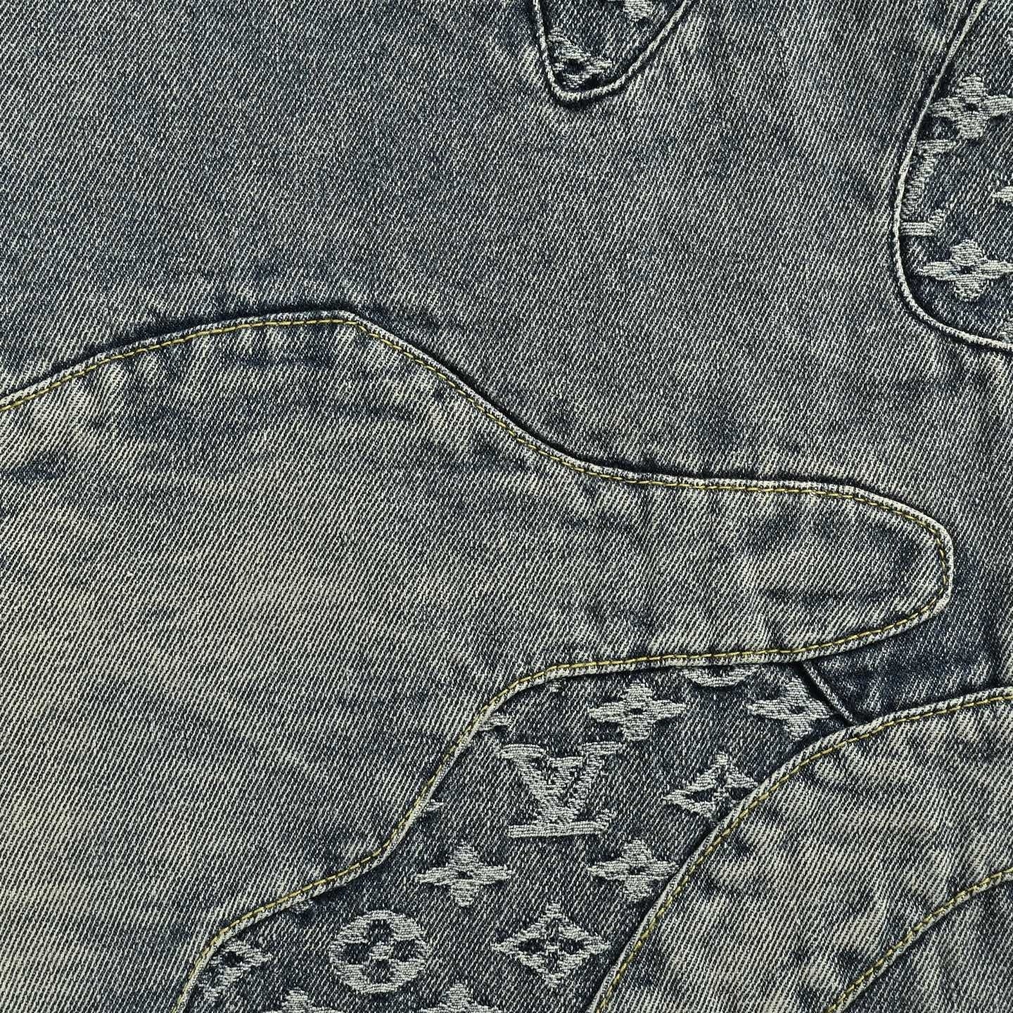 Washed Monogram Patchwork Baggy Denim