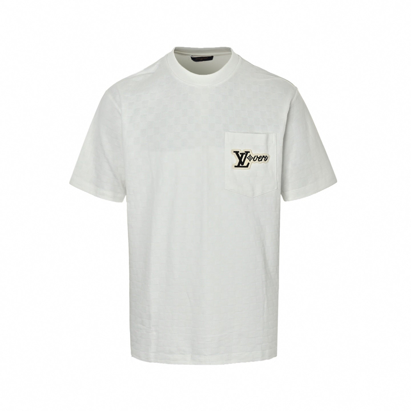 Textured Damier LVovers Pocket T-Shirt - White