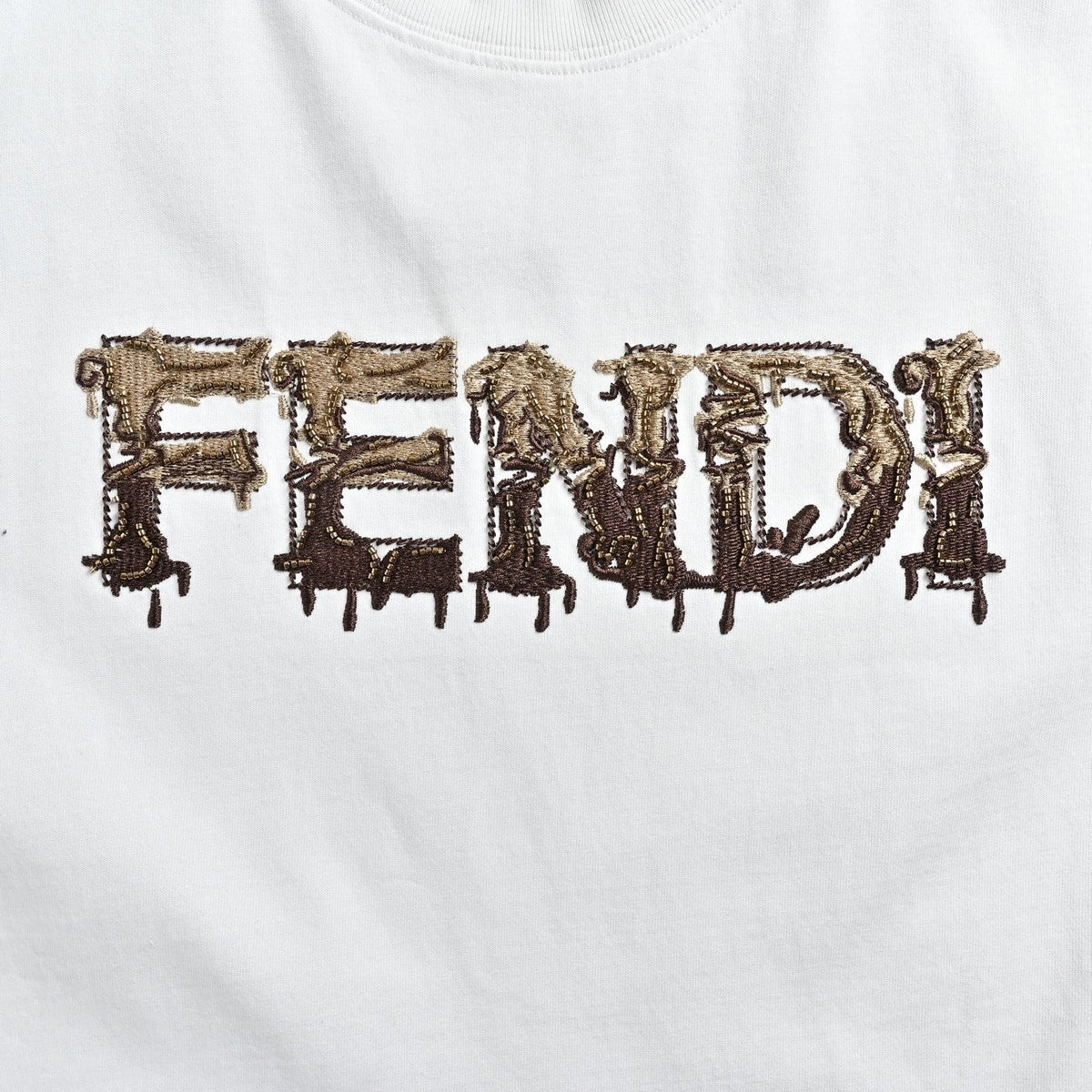Embroidered Dripping Logo T-Shirt - White
