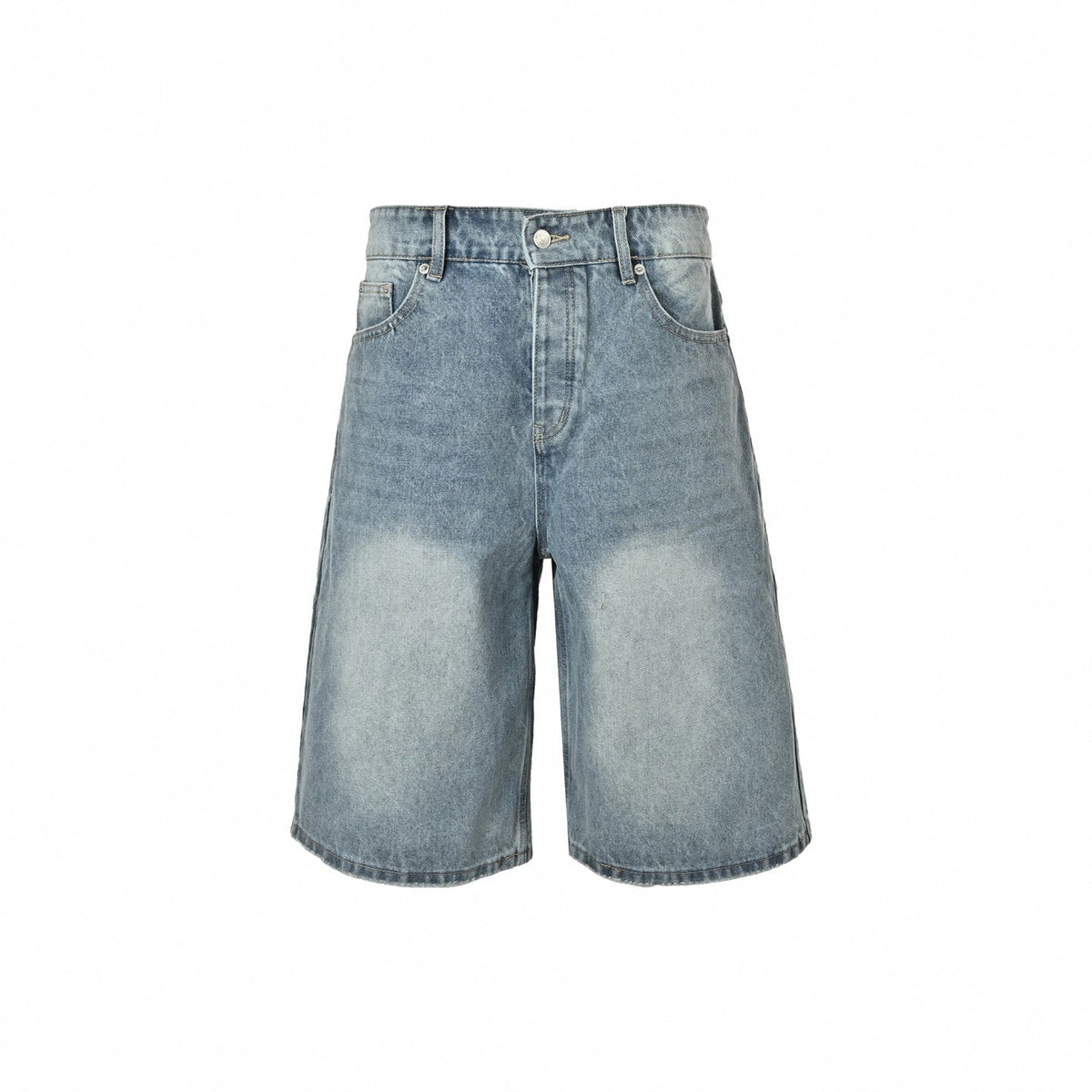 Oversized Distressed Denim Shorts | Light Blue Wash