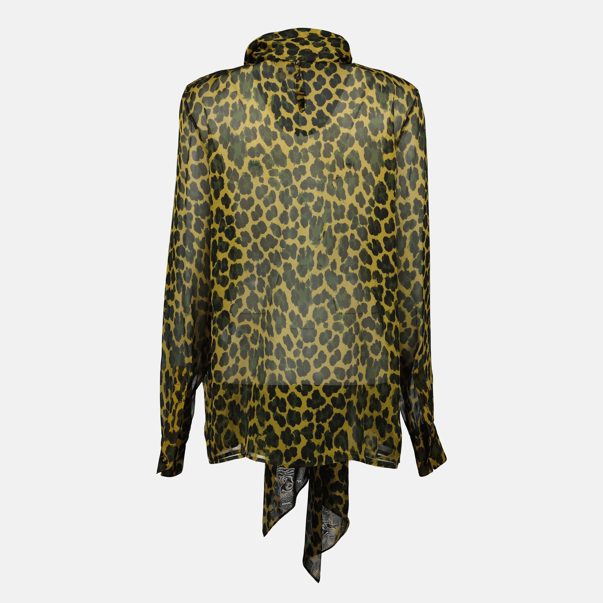 Leopard Print Bow Tie Blouse