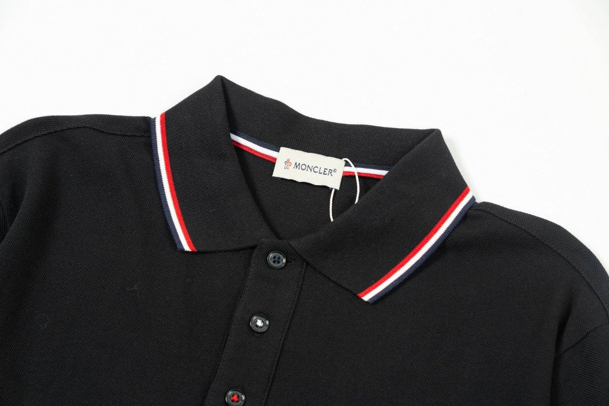 Tri-Color Trim Long-Sleeve Polo