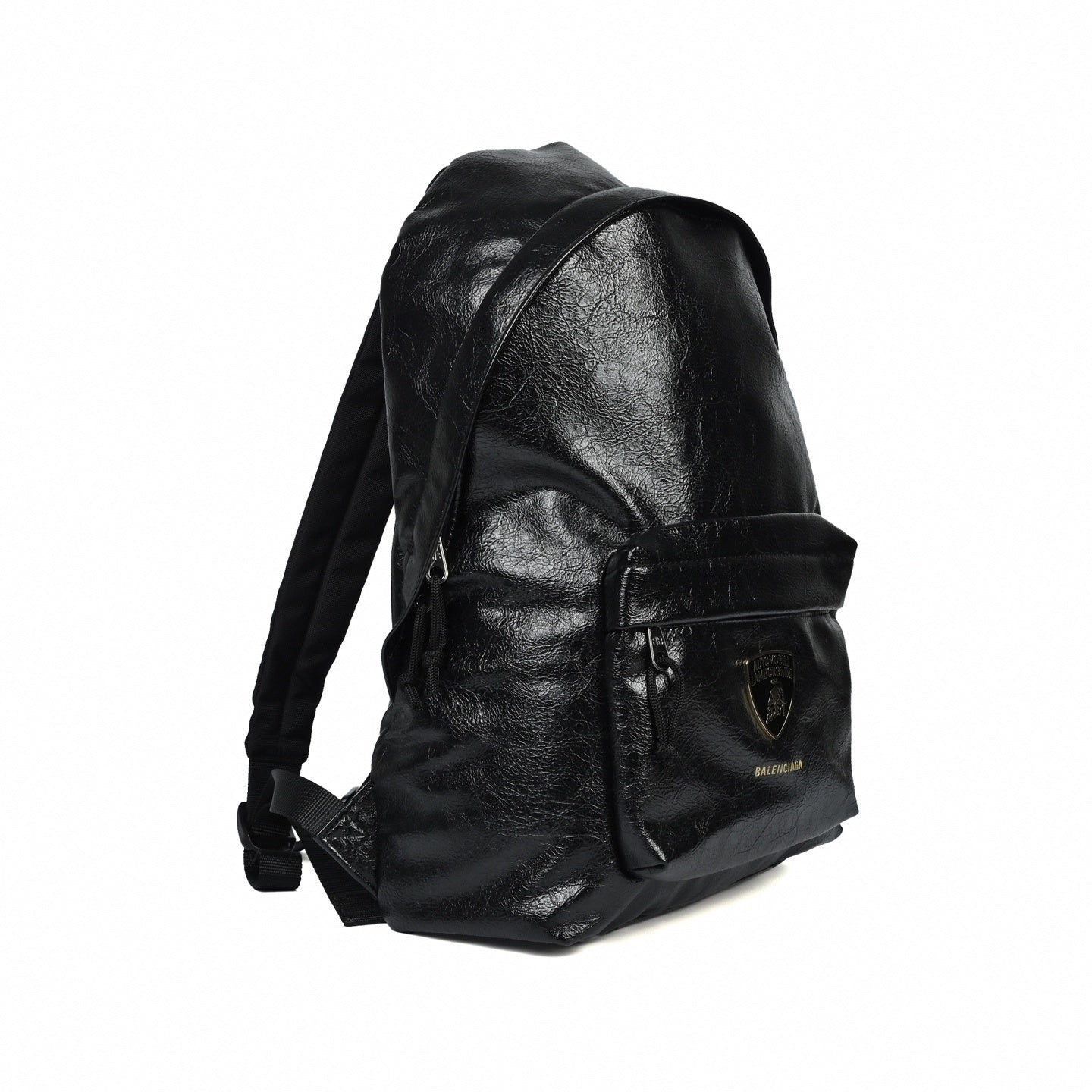 Balenciaga x Automobili Lamborghini Crinkled Leather Backpack | Black