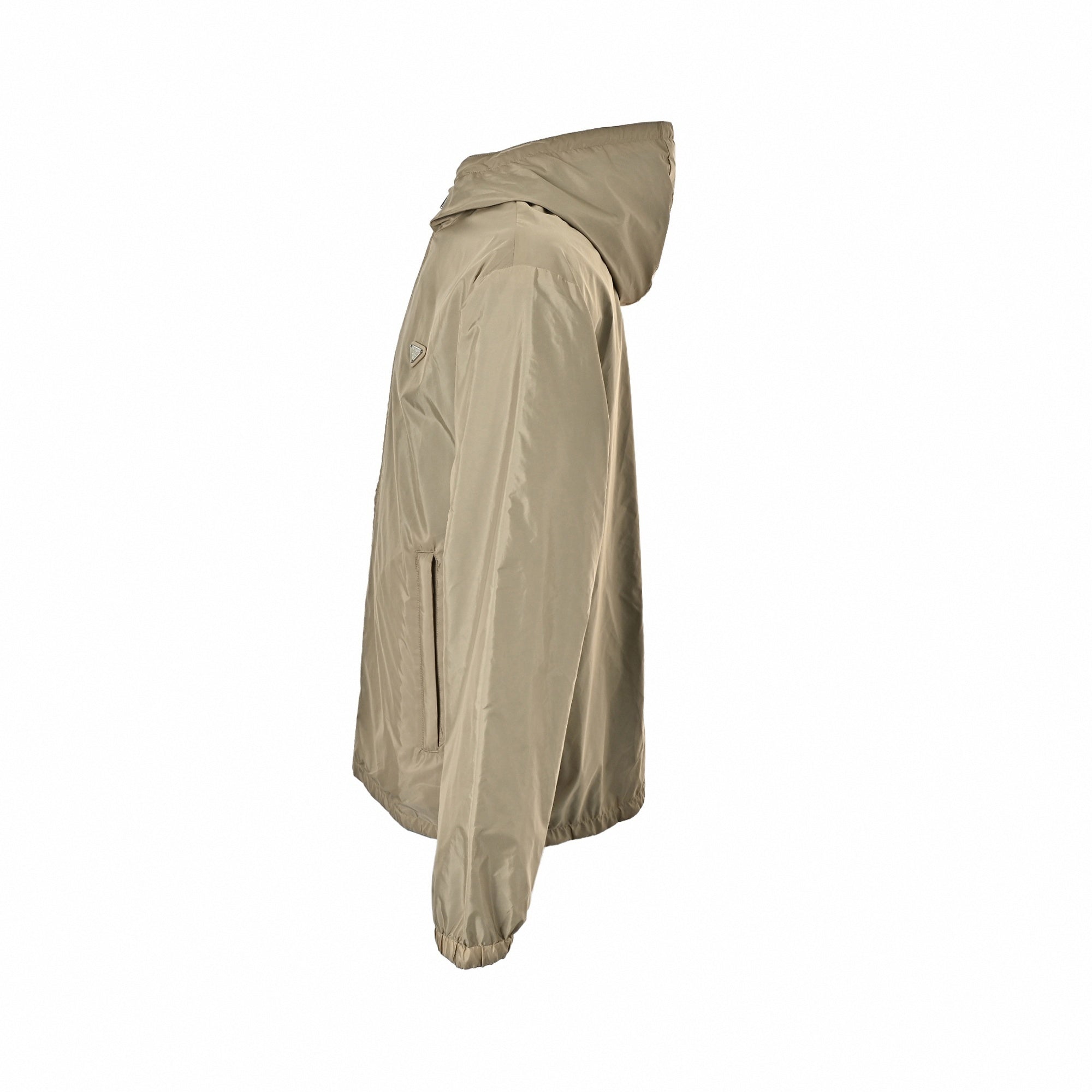Reversible Nylon Hooded Jacket | Beige & Slate Blue