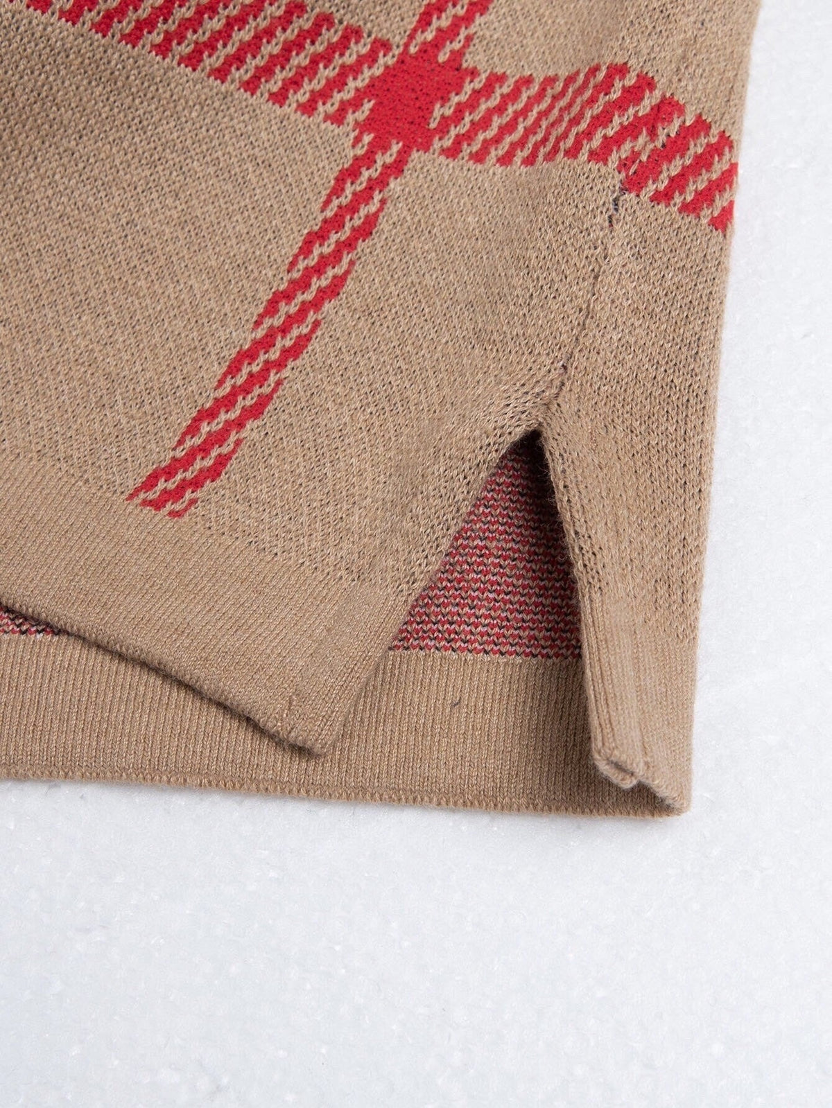 Oversized Check Knit Polo Shirt | Archive Beige