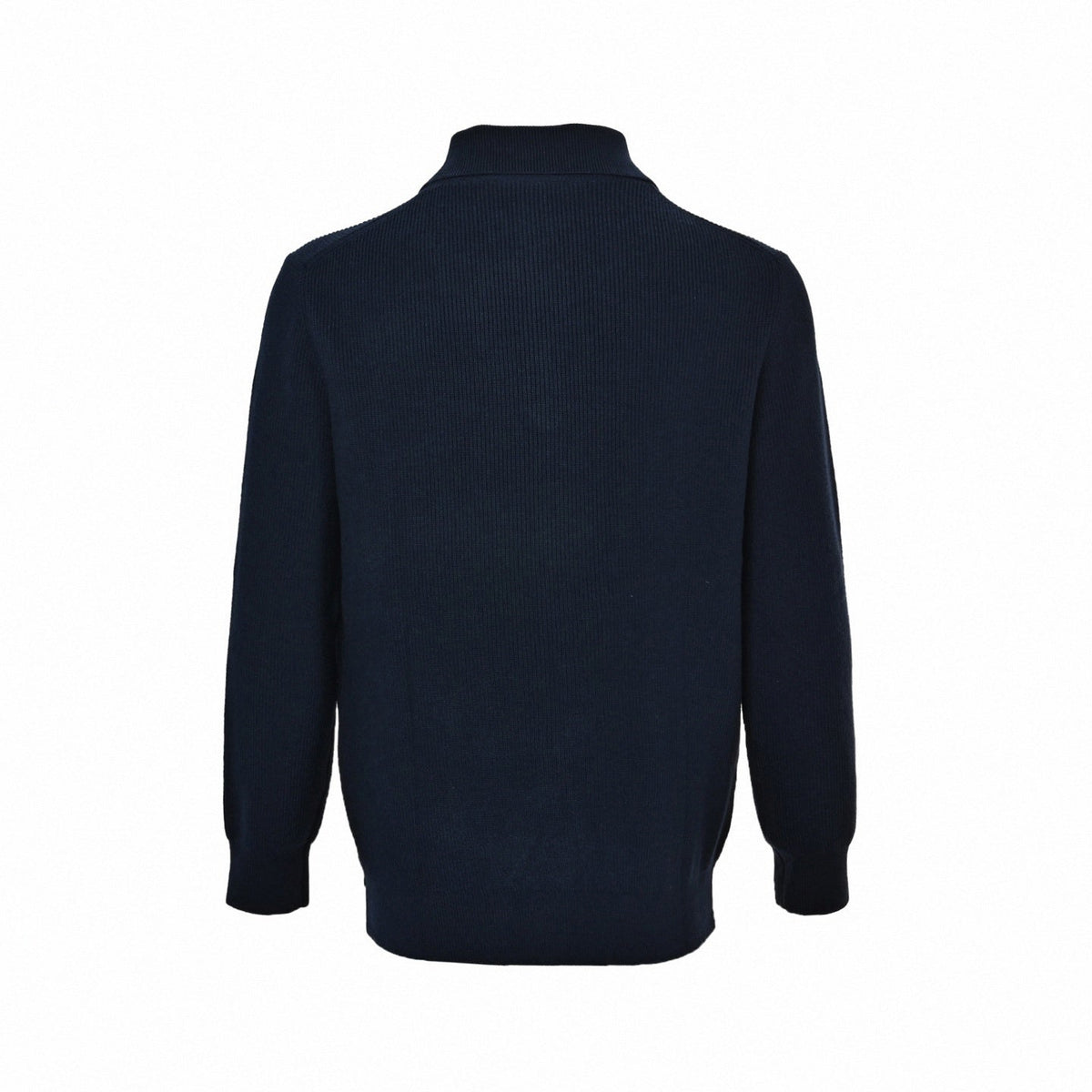 Navy Ribbed Quarter-Zip Knit Sweater