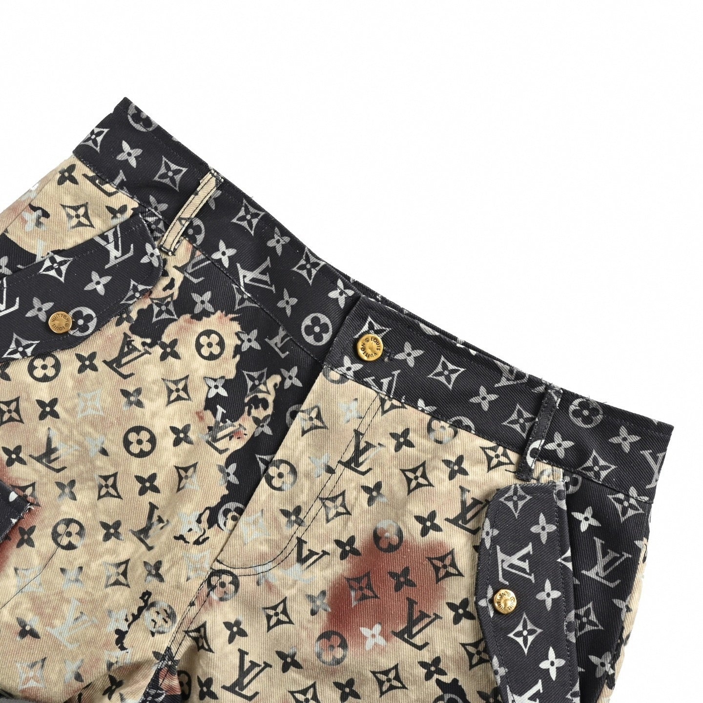 Bleached Monogram Denim Cargo Shorts