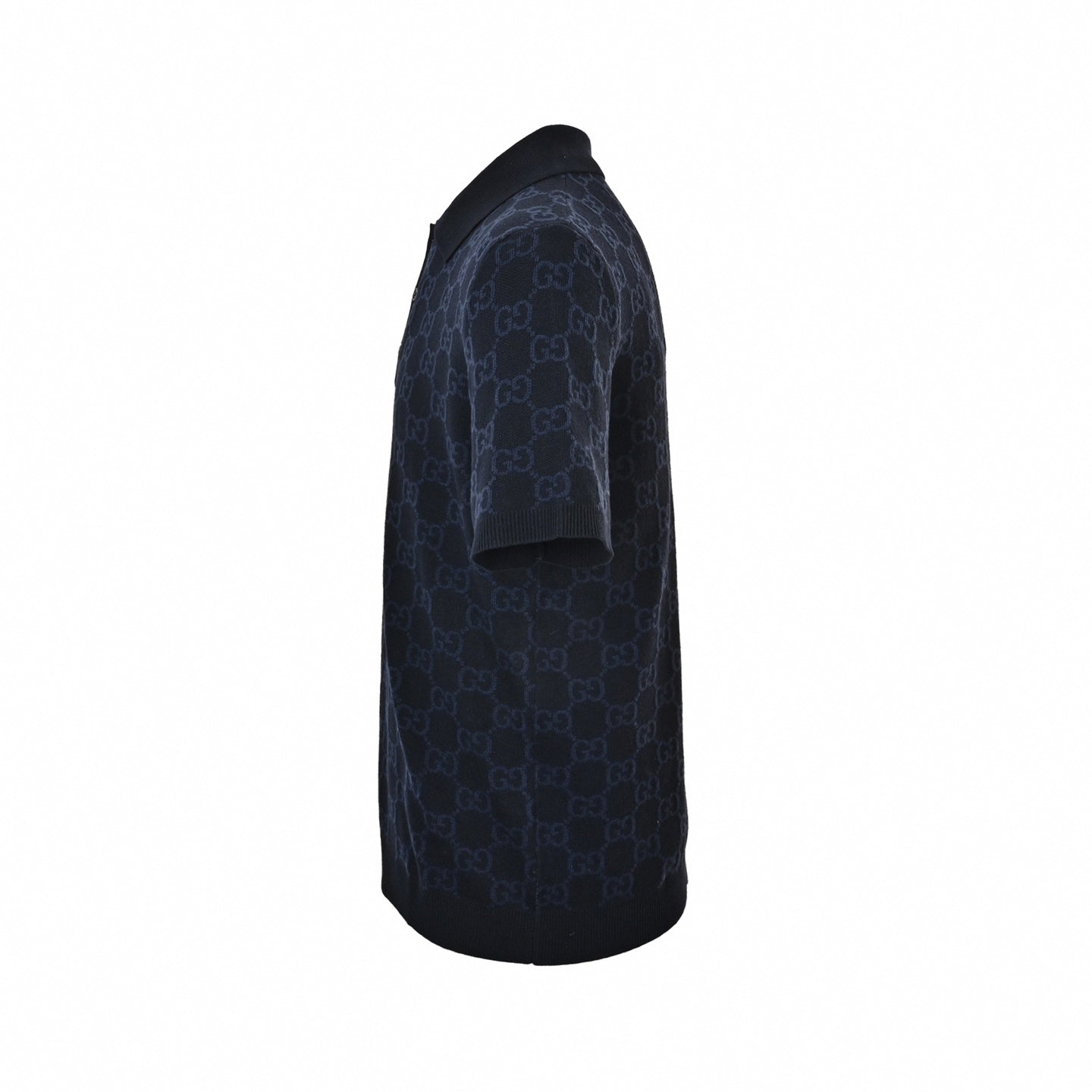 GG Monogram Knit Polo Shirt | Navy