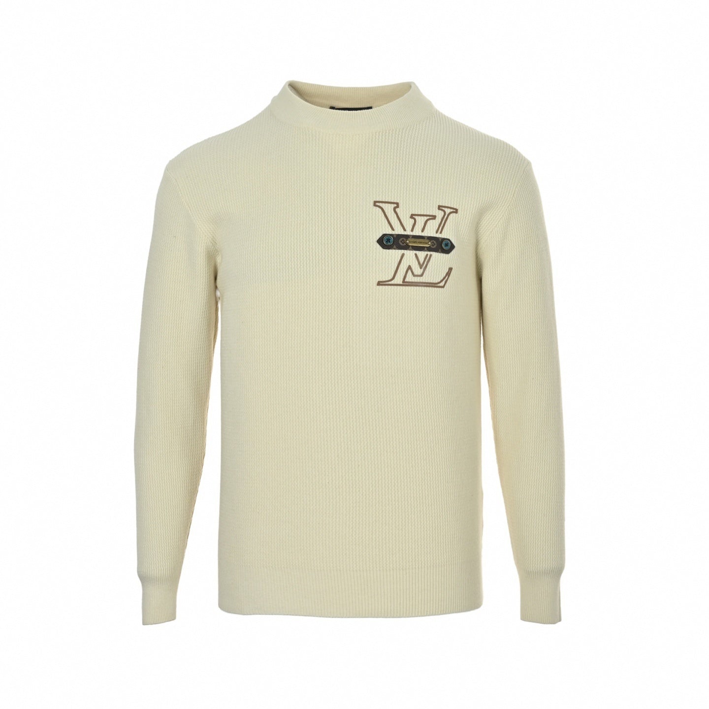 LV Appliqué Ribbed Knit Sweater | Cream