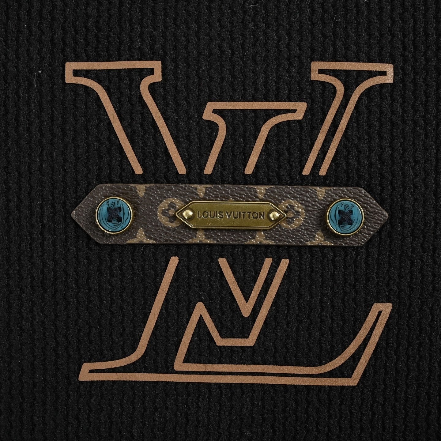 LV Appliqué Ribbed Knit Sweater | Black