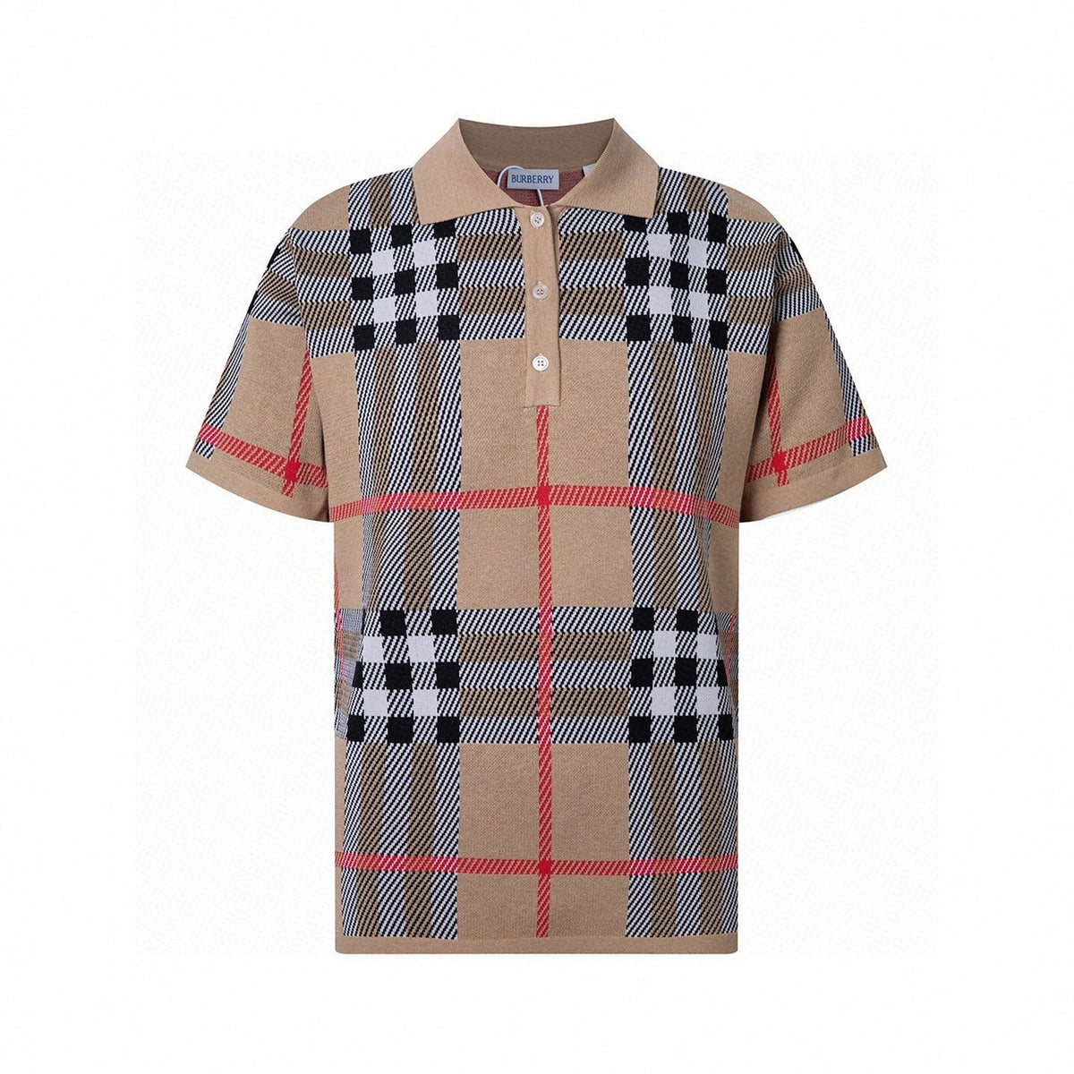 Oversized Check Knit Polo Shirt | Archive Beige