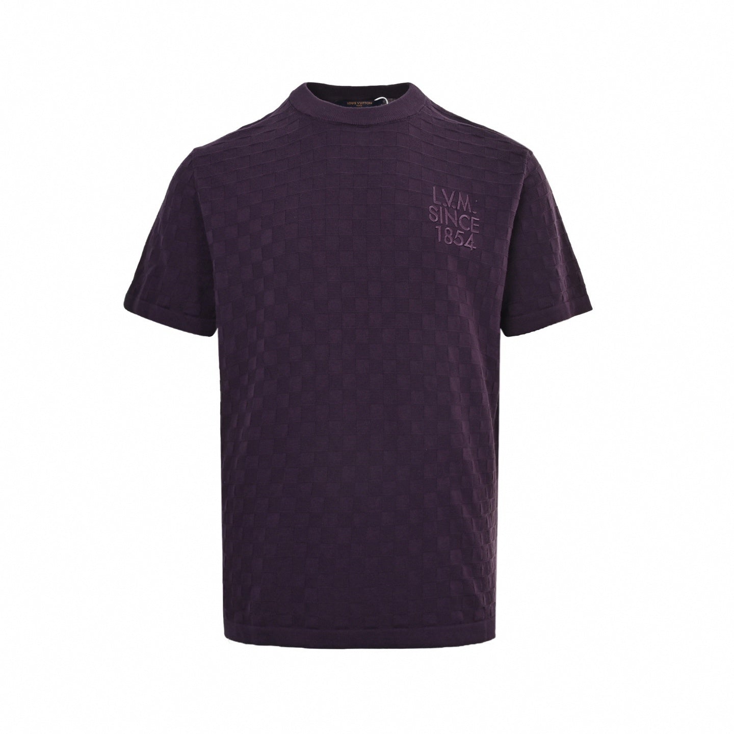 Damier Tonal Knit T-Shirt | Deep Plum