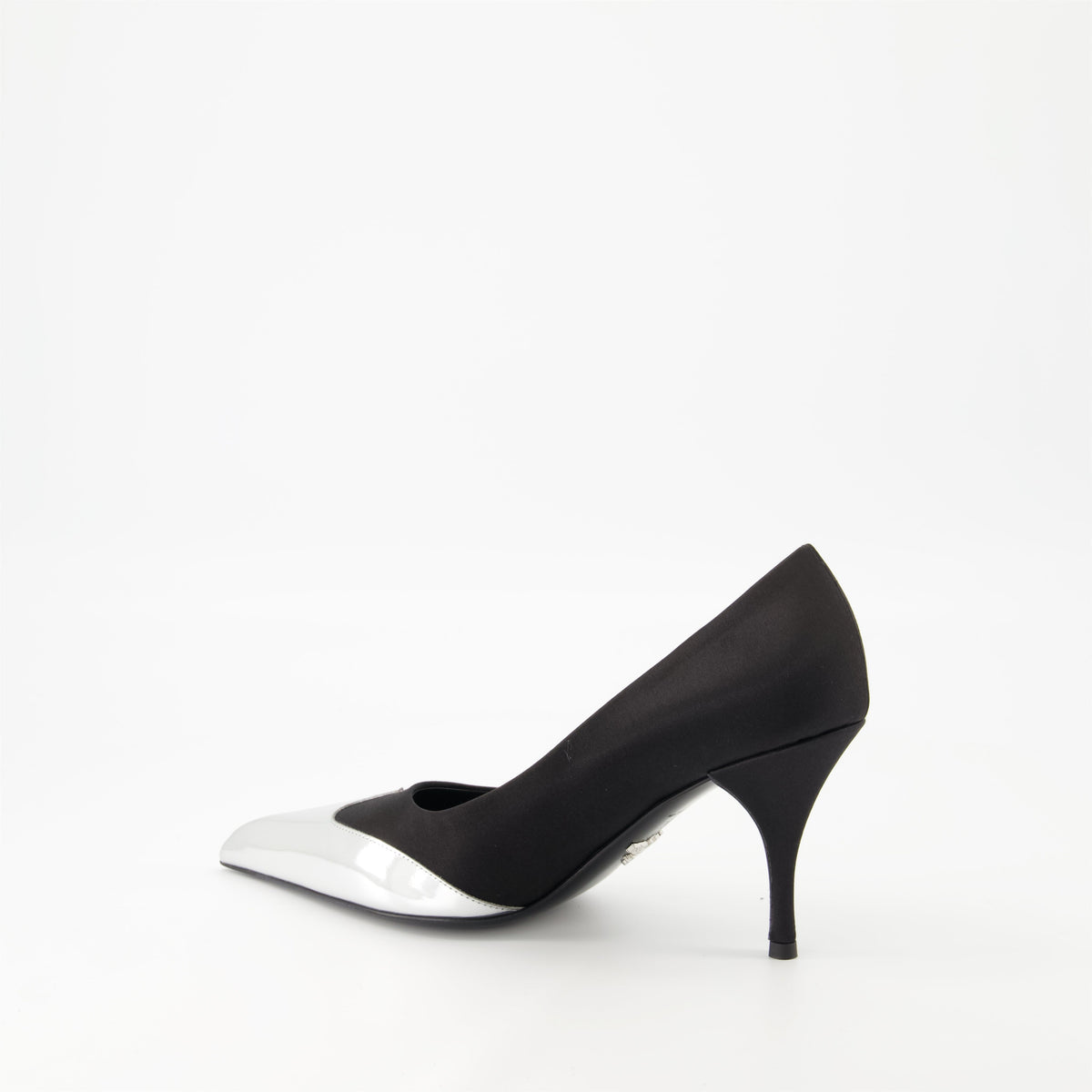 Satin and leather pumps