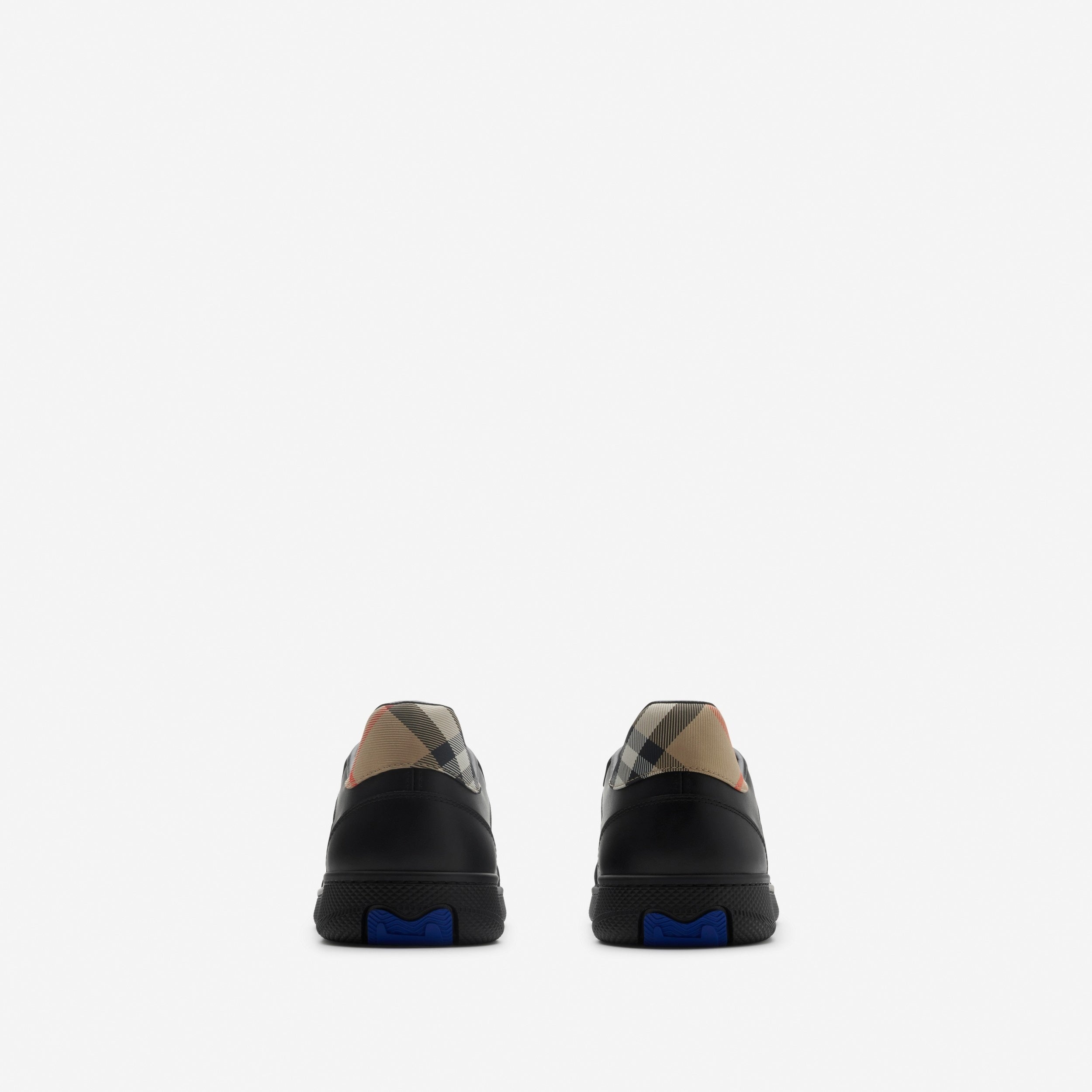 Check Panel Leather Low-Top Sneakers
