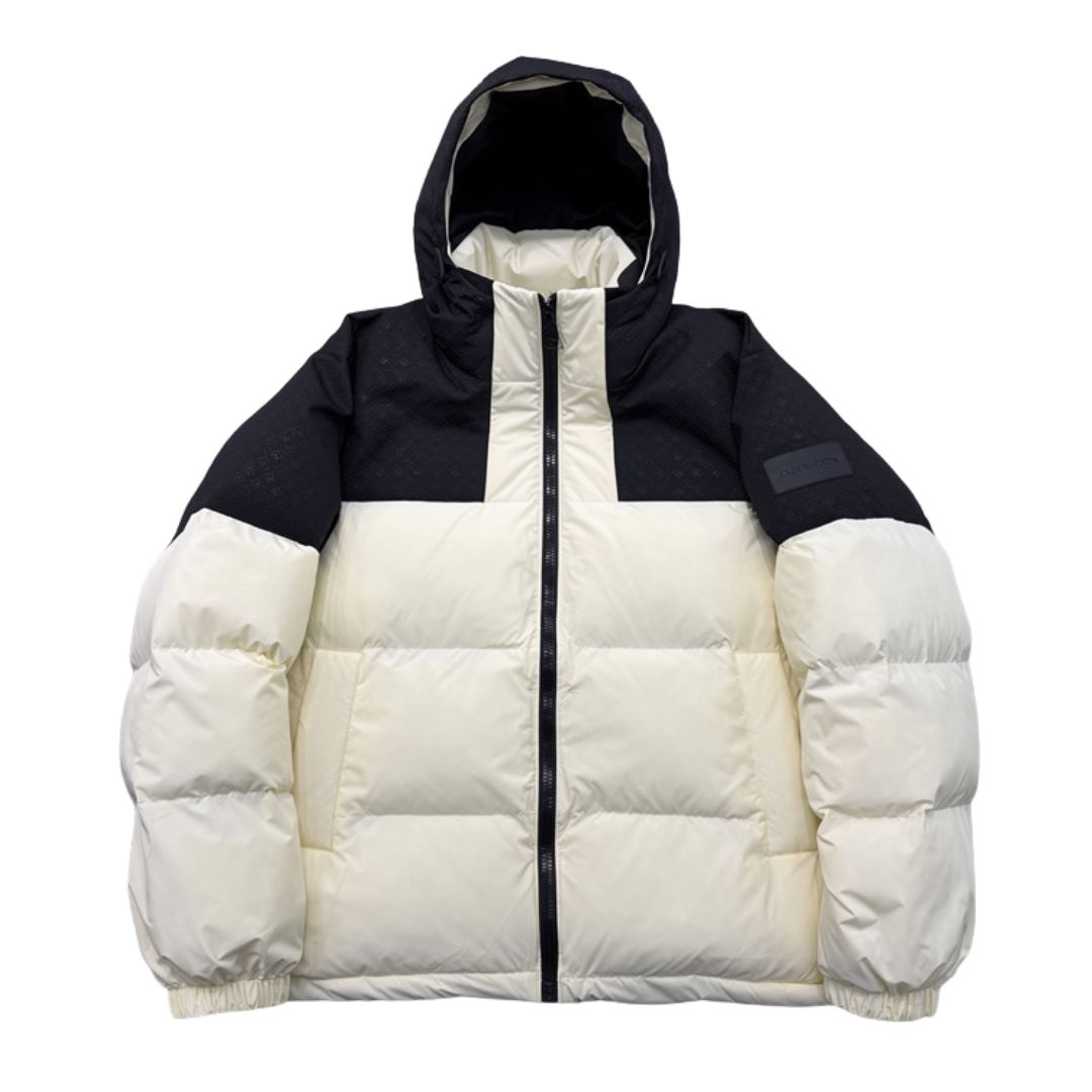 Embossed Monogram Yoke Two-Tone Puffer Jacket