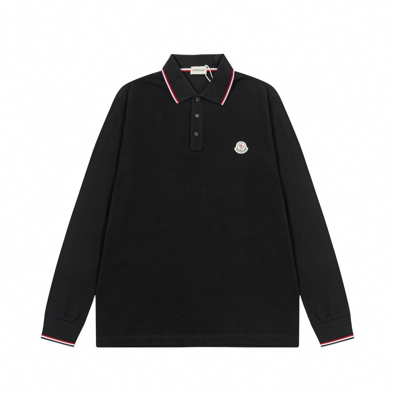 Tri-Color Trim Long-Sleeve Polo