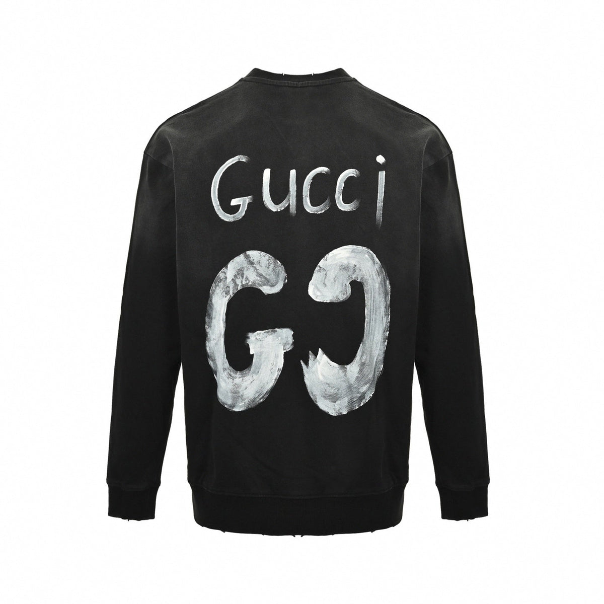 Painted Script Logo Distressed Sweatshirt | Washed Black