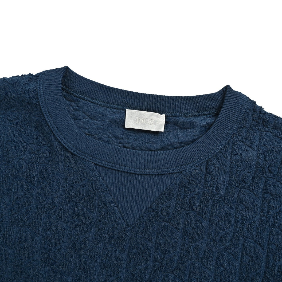 Oblique Jacquard Terry T-Shirt | Navy Blue
