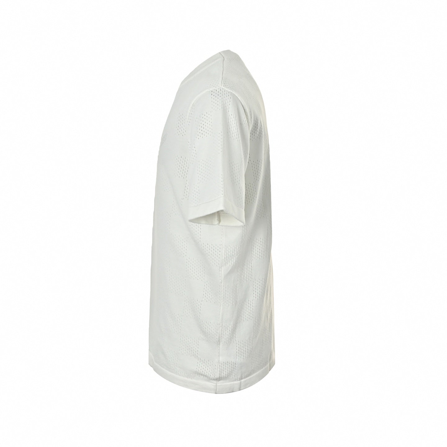 Pointelle Damier Knit T-Shirt | White