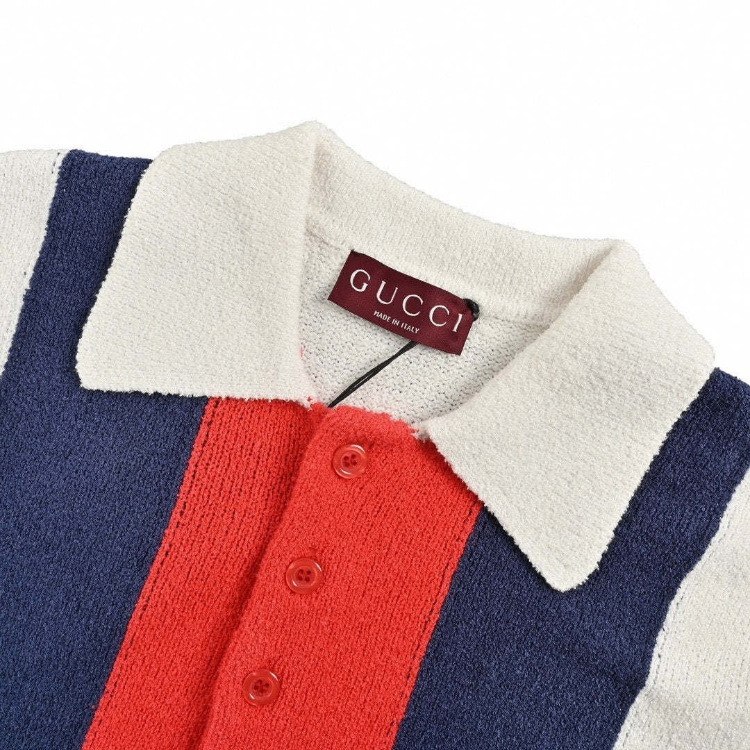 Terry Cloth Vertical Stripe Polo