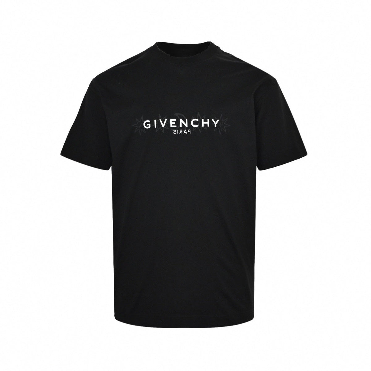Inverted Logo & Celestial Graphic T-Shirt | Black