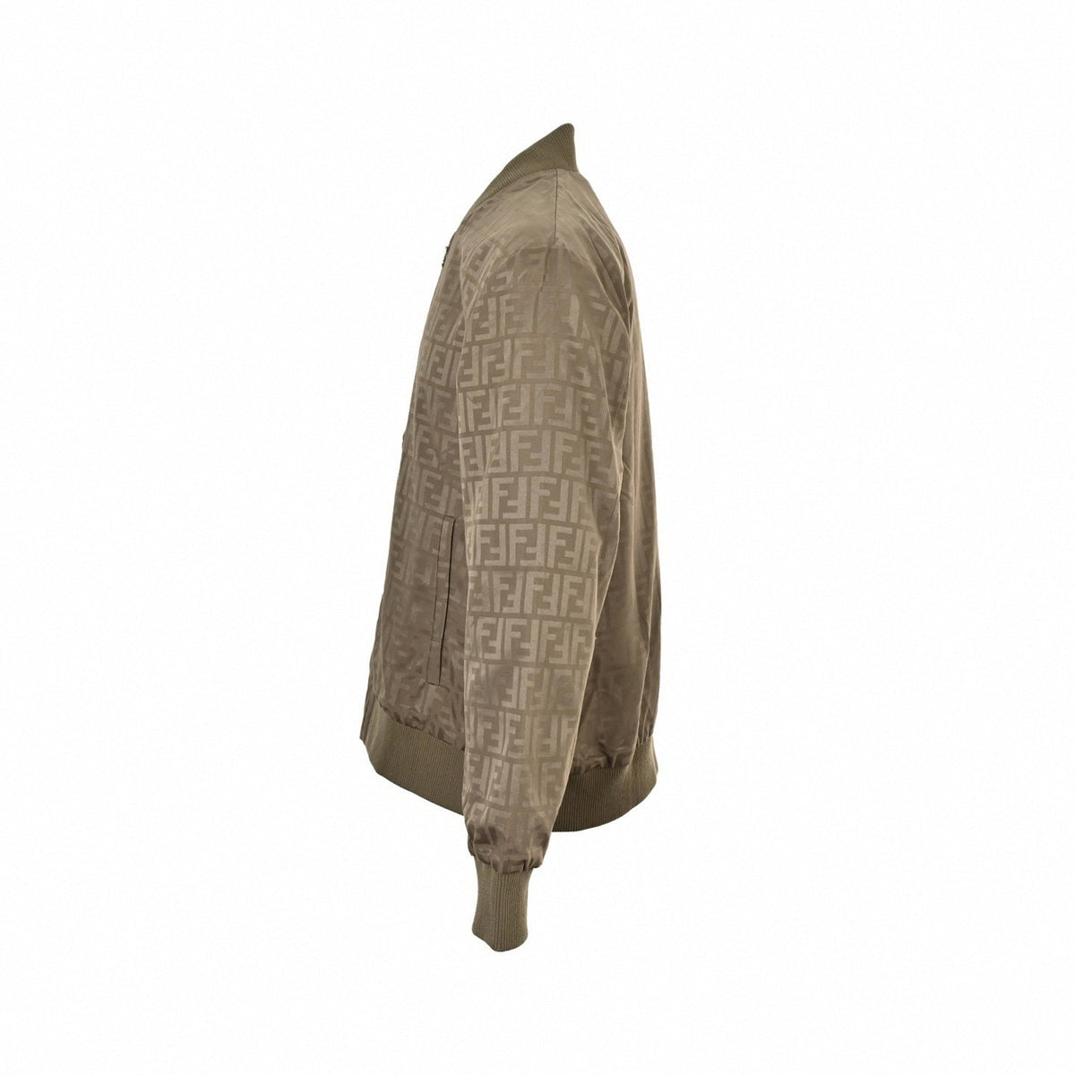 Tonal FF Jacquard Cotton Bomber Jacket | Taupe