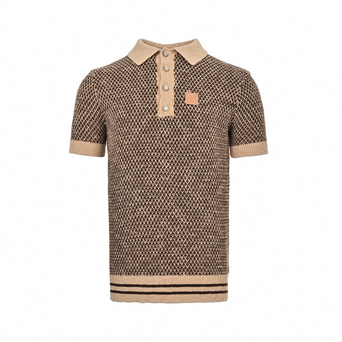 Damier Textured Knit Polo