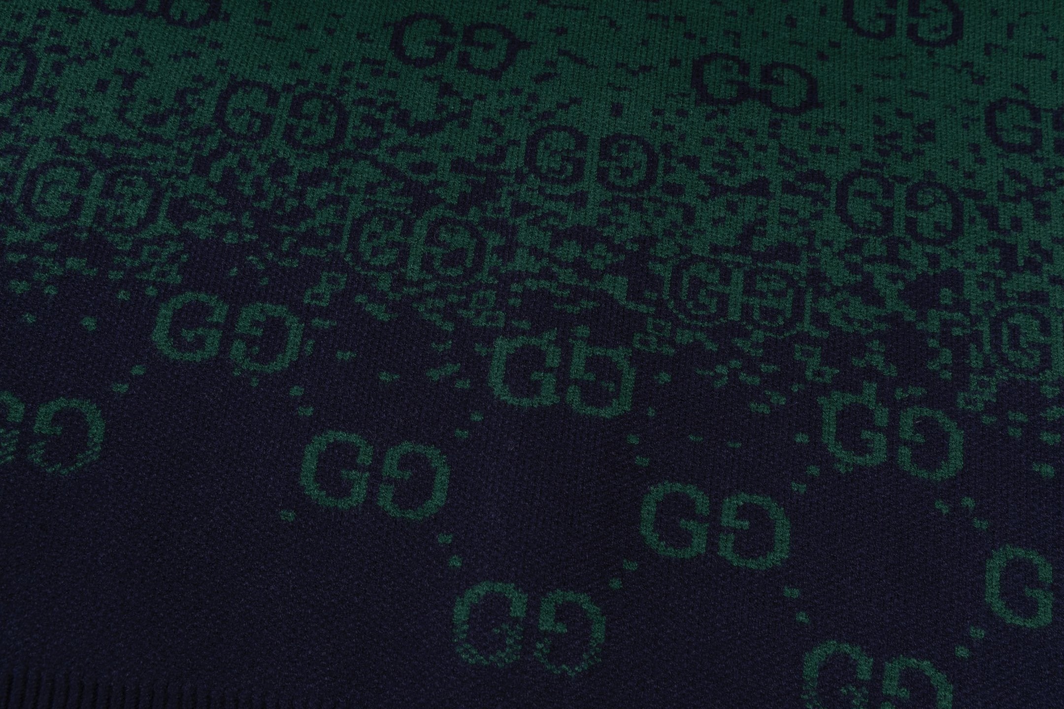 Gradient GG Monogram Wool Cardigan | Green & Navy
