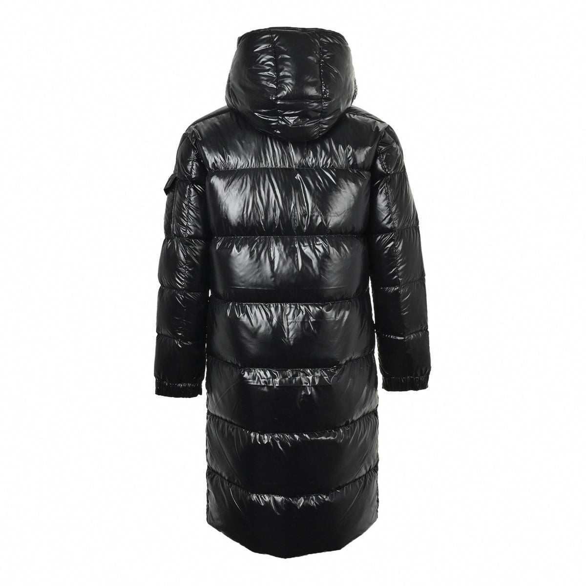 High-Gloss Nylon Long Down Parka | Black