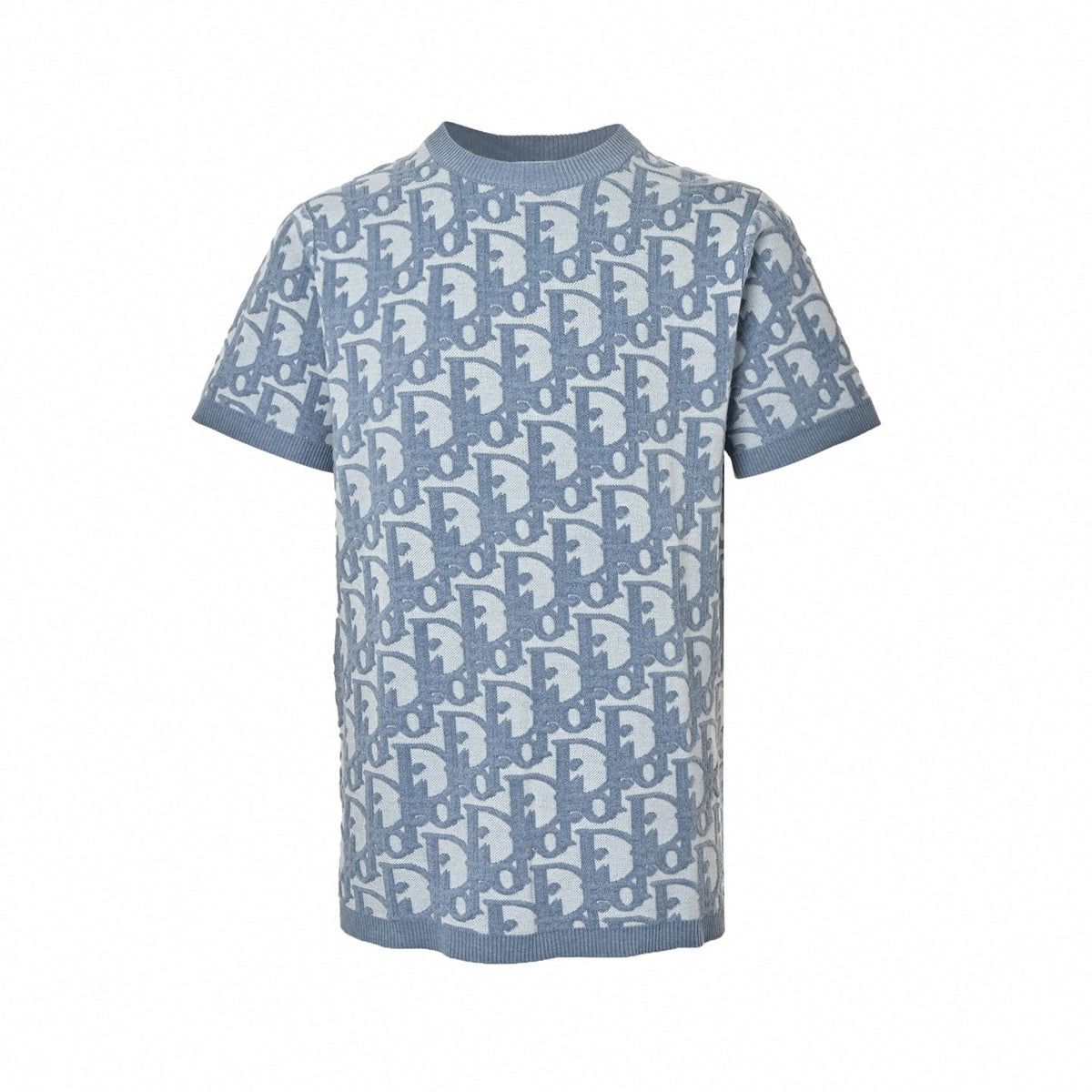 Oblique Jacquard Knit T-Shirt | Light Blue
