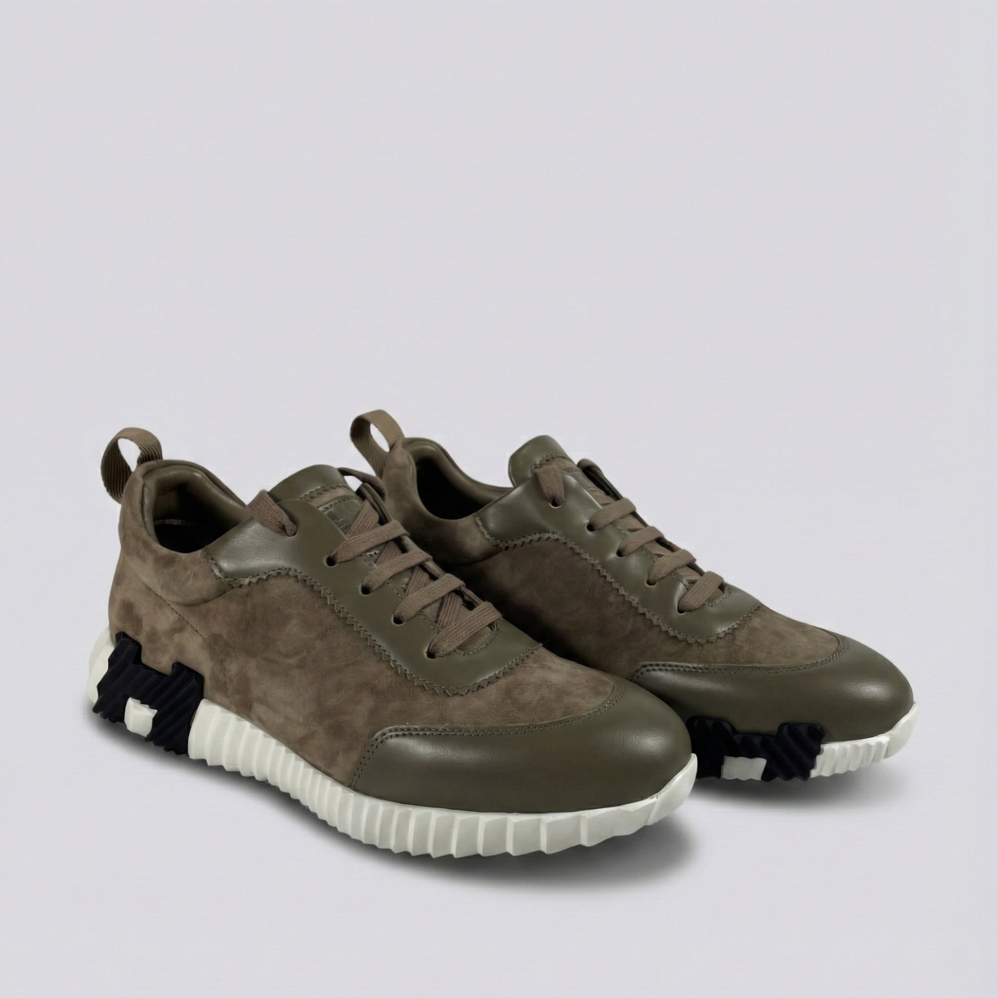 Bouncing Sneakers - Khaki & Brown Suede