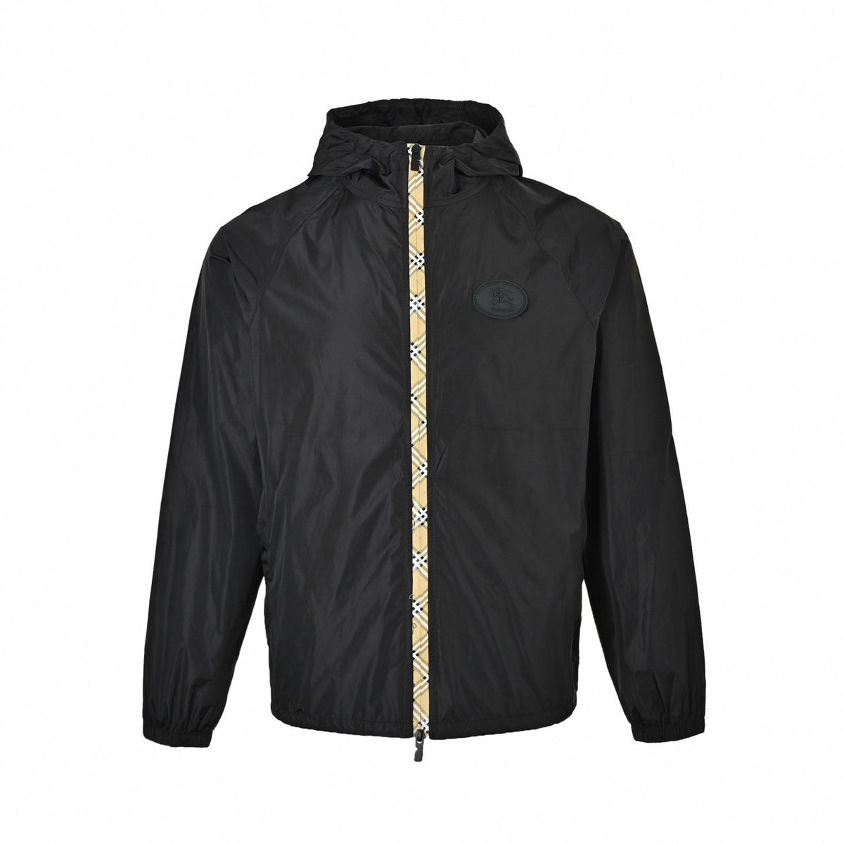 Vintage Check Trim Hooded Jacket | Black