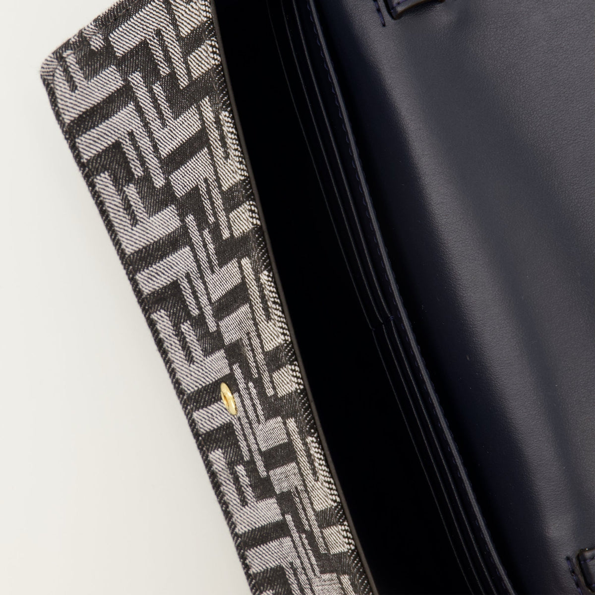 Gray FF Denim Chain Baguette Wallet