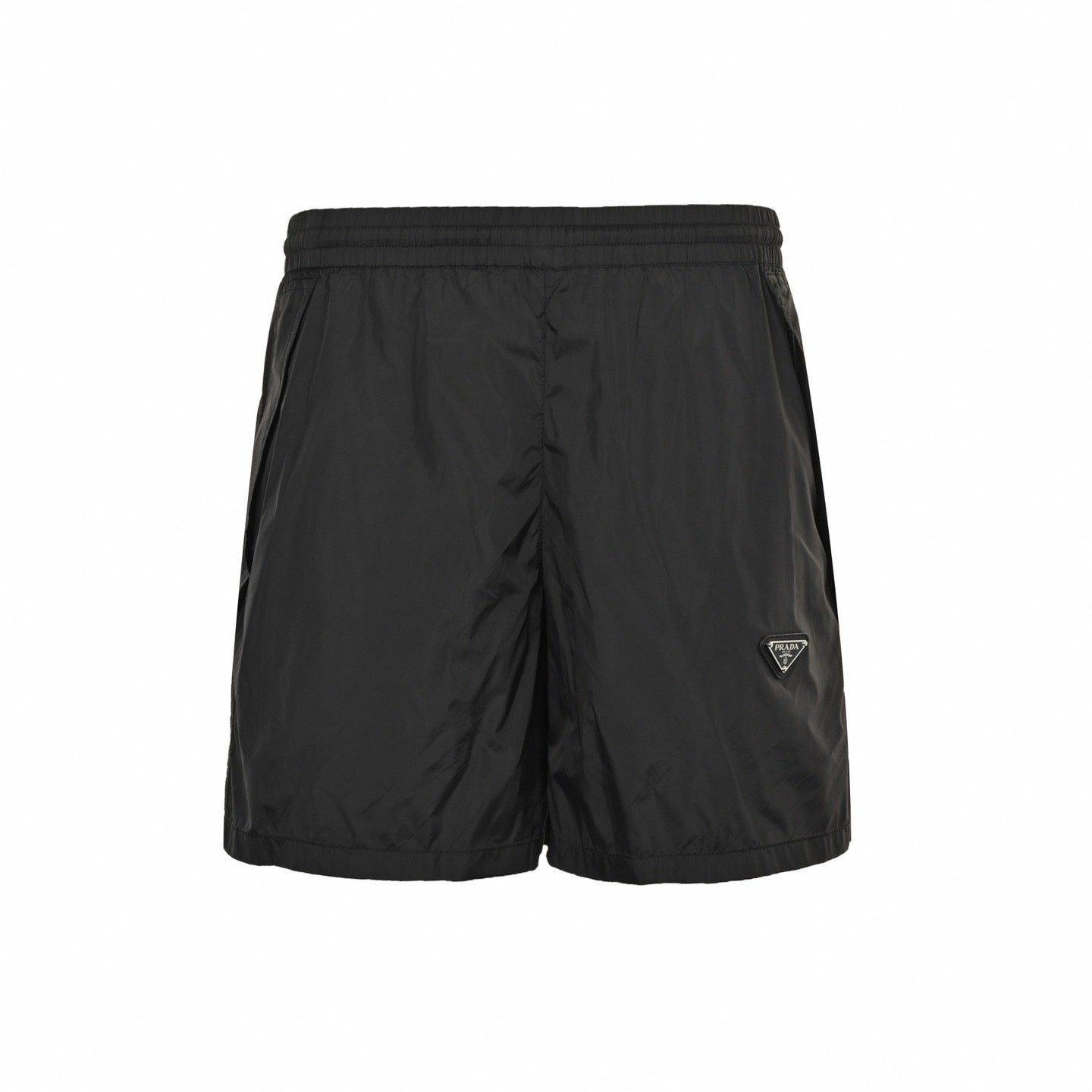 Enamel Triangle Logo Nylon Shorts | Black