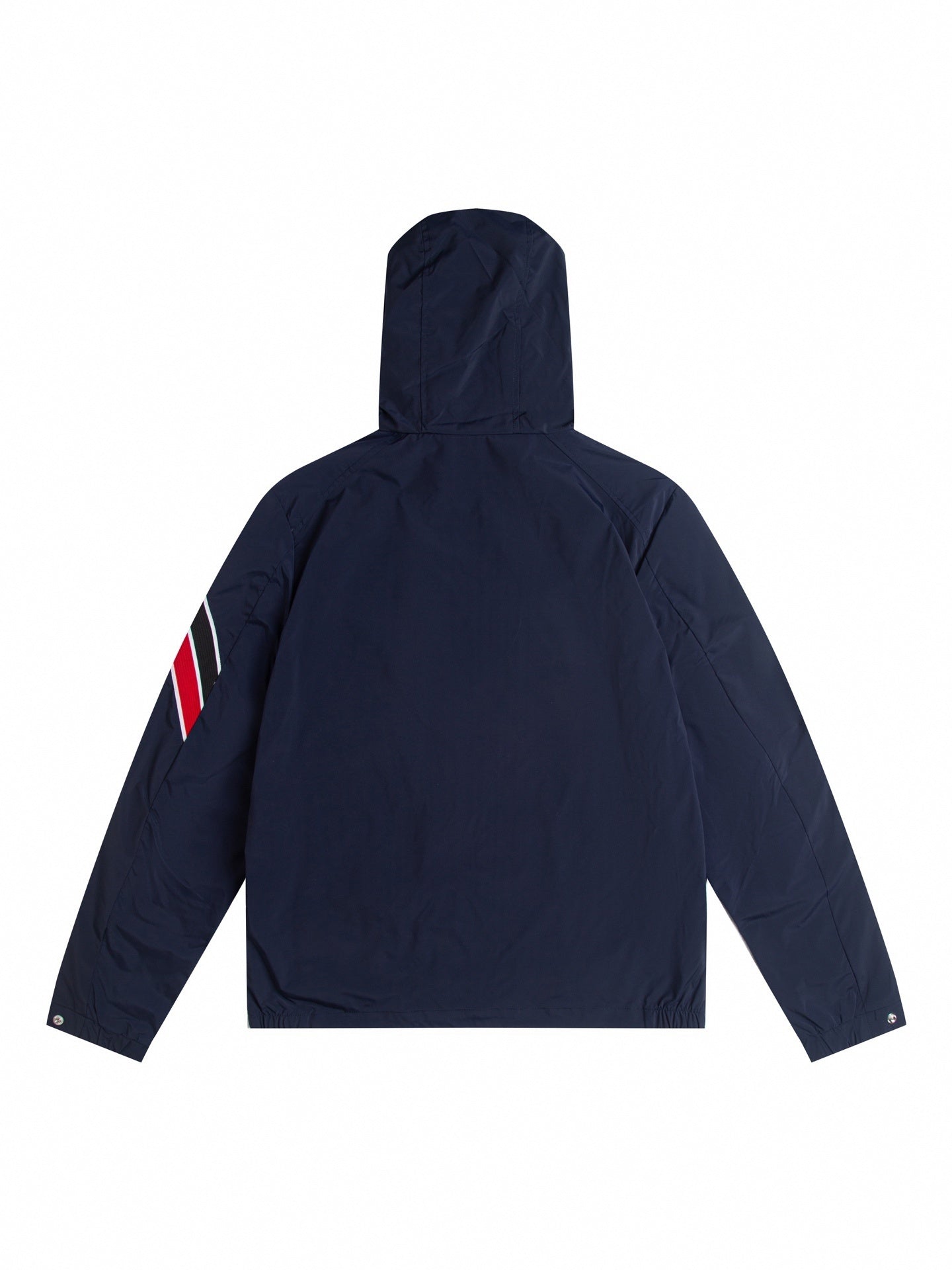Tri-Color Stripe Hooded Windbreaker | Navy