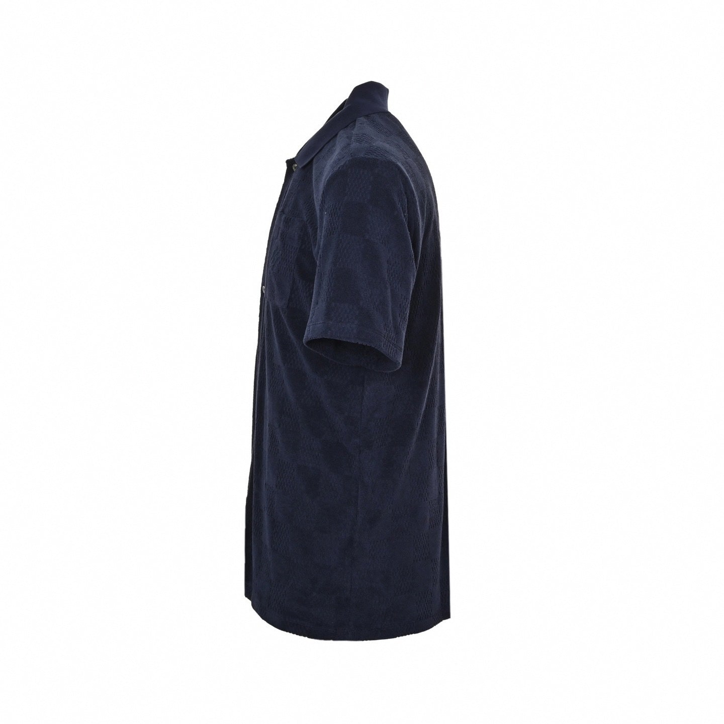 Damier Terry Cloth Button-Down Shirt | Navy Blue